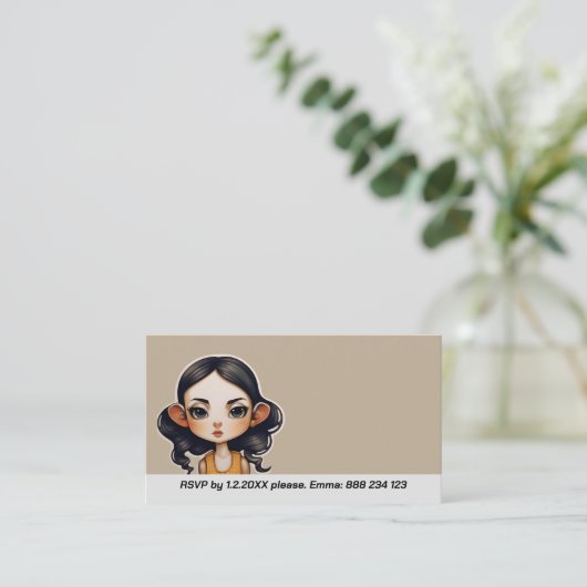 Koe meisje Party Informatiekaartje (Staand voorkant)