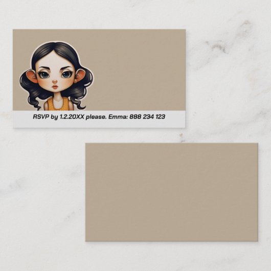 Koe meisje Party Informatiekaartje (Voorkant / Achterkant)