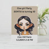 Koe meisje Party Kaart (Staand voorkant)