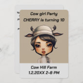 Koe meisje Party Kaart (Voorkant / Achterkant)