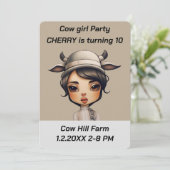 Koe meisje Party Kaart (Staand voorkant)