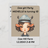 Koe meisje Party Kaart (Voorkant / Achterkant)