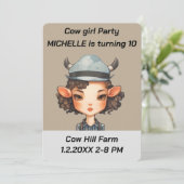 Koe meisje Party Kaart (Staand voorkant)