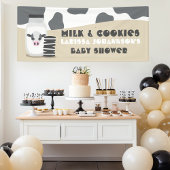 Koe Melk en Cookies Beige Baby shower Banner