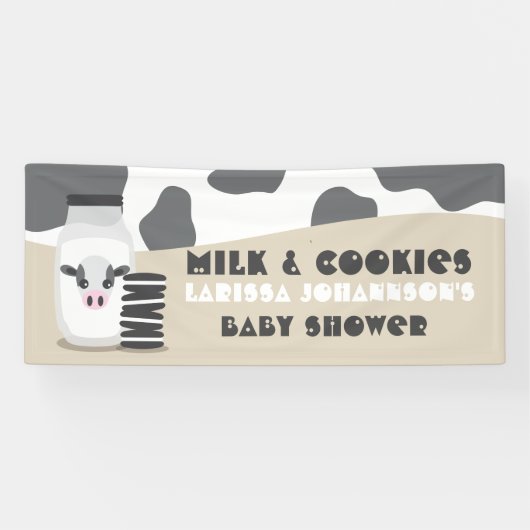 Koe Melk en Cookies Beige Baby shower Banner (Horizontaal)