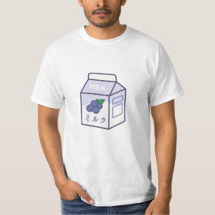Koe Melk Kawaii Japans Blauwbes T-shirt
