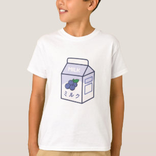Koe Melk Kawaii Japans Blauwbes T-shirt