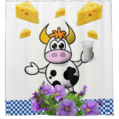 Koe Melkkaas Blauw Pset Douchegordijn (Voorkant)
