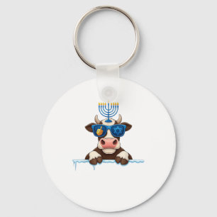 Koe Menorah Dreidel Jewish Hanukkah Vrouwen Mannen Sleutelhanger
