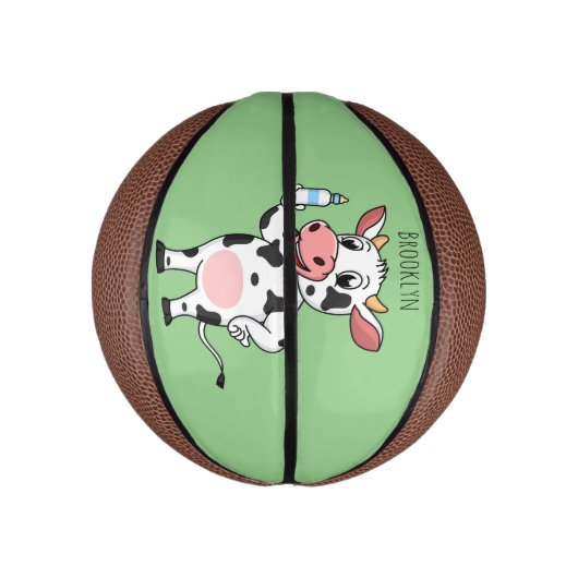Koe met baby flesje cartoon basketbal (Verticaal)