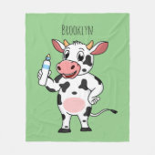 Koe met baby flesje cartoon fleece deken (Voorkant)