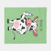 Koe met baby flesje cartoon fleece deken (Voorkant (Horizontaal))