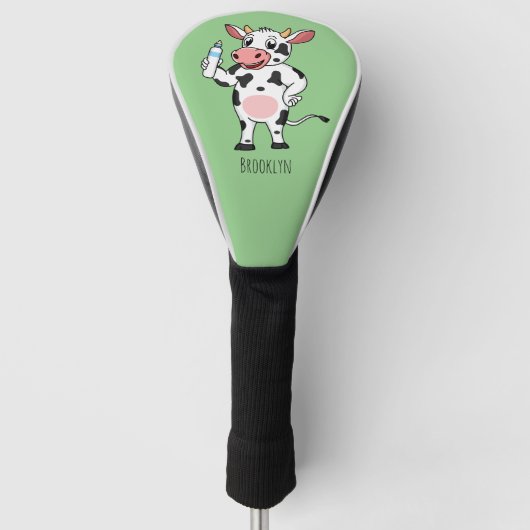 Koe met baby flesje cartoon golfheadcover (Voorkant)