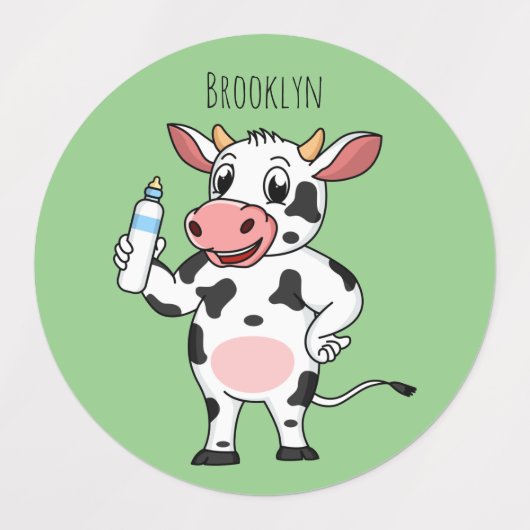 Koe met baby flesje cartoon labels (Design 2)