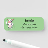 Koe met baby flesje cartoon naamplaatje (In situ)