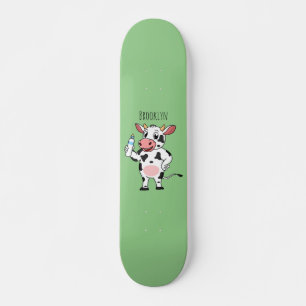Koe met baby flesje cartoon persoonlijk skateboard