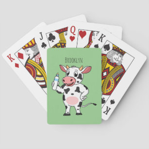 Koe met baby flesje cartoon pokerkaarten