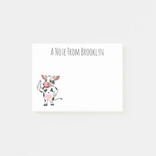 Koe met baby flesje cartoon post-it® notes