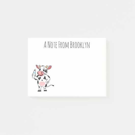 Koe met baby flesje cartoon post-it® notes (Voorkant)