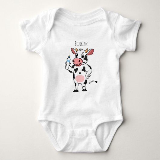 Koe met baby flesje cartoon romper (Voorkant)