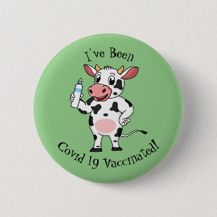 Koe met baby flesje cartoon ronde button 5,7 cm