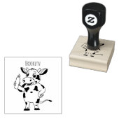 Koe met baby flesje cartoon rubberstempel (Gestempeld)