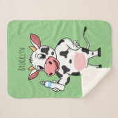 Koe met baby flesje cartoon sherpa deken (Voorkant (horizontaal))