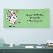 Koe met baby flesje cartoon spandoek (Beurs)