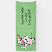 Koe met baby flesje cartoon spandoek (Verticaal)