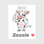 Koe met baby flesje cartoon sticker (Vel)