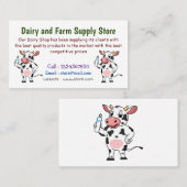 Koe met baby flesje cartoon visitekaartje (Voorkant / Achterkant)