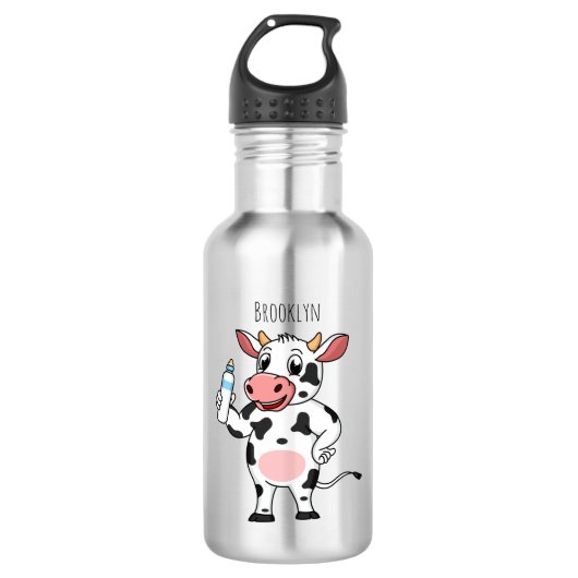 Koe met baby flesje cartoon waterfles (Voorkant)