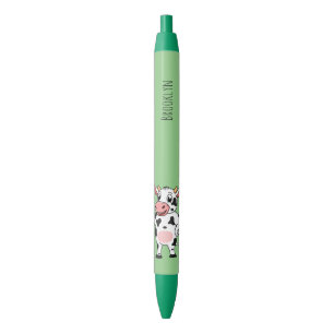 Koe met baby flesje cartoon zwarte inkt pen