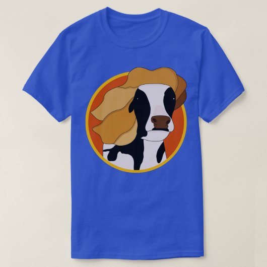 Koe met blond pruik t-shirt (Design voorkant)