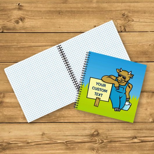 Koe met bord notitieboek