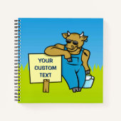 Koe met bord notitieboek (Voorkant)