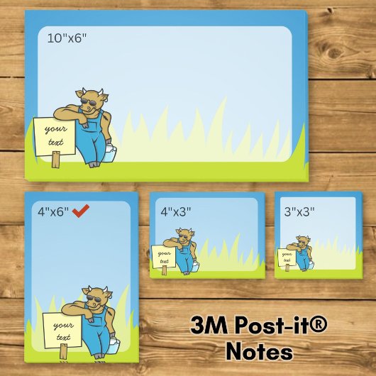 Koe met bord post-it® notes