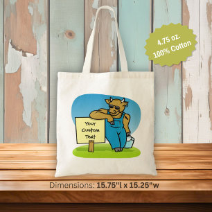 Koe met bord tote bag
