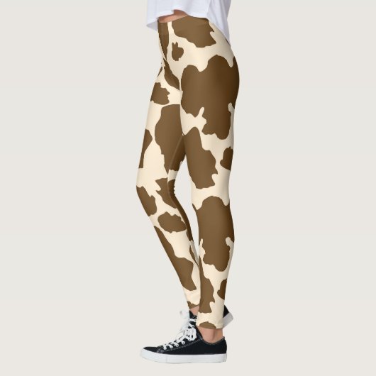 Koe met bruine spots Druk boerenveestapel af Leggings (Links)
