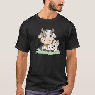Koe met een katteboer esthetisch Japans - verkuilt T-shirt