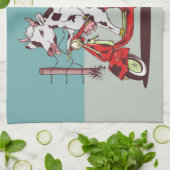 Koe met een motor theedoek (Gevouwen)