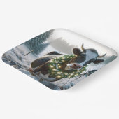 Koe met een stralende kerstkrans papieren bordje (Gebogen)