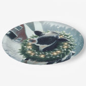 Koe met een stralende kerstkrans papieren bordje (Gekanteld)