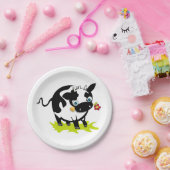 Koe met een ventilator papieren bordje (Feest)