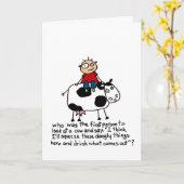 Koe met gevaarlijke dingen - Verjaardag Kaart (Gele Bloem)