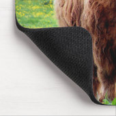 Koe met grote hoorns mooie natuur muismat (Hoek)