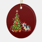 Koe Met Hoed Scaft Kerstmis Keramisch Ornament (Links)