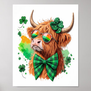 Koe met Hoogland St Patrick�s Png, Gelukskoebeest Poster
