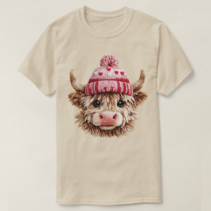 Koe met Hooglanders Valentijnsdag Cute Liefde Koe T-shirt
