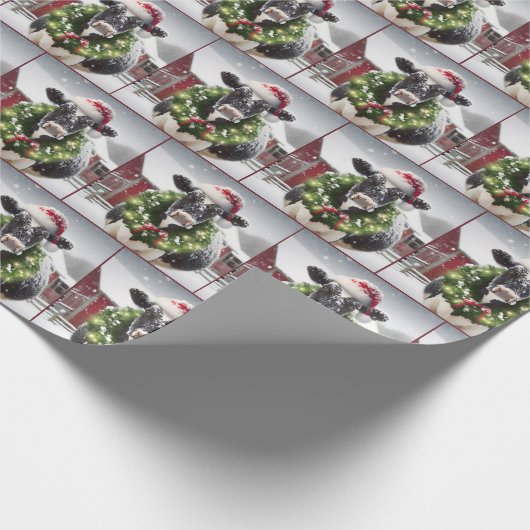 Koe met kerstkrans cadeaupapier (Hoek)
